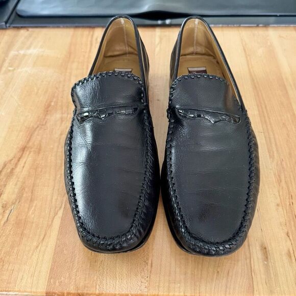Johnston & Murphy Crocodile & Leather Dress Loafers. Black. Size 11. main image 11